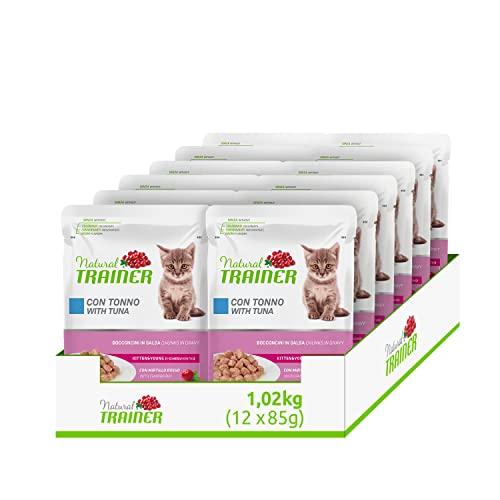 Natural Trainer Kitten & Young Cibo Umido per Gattino con Tonno - 12 Buste x 85 gr - 1020 gr