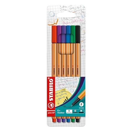Fineliner - STABILO point 88 - Astuccio da 6 - Colori assortiti
