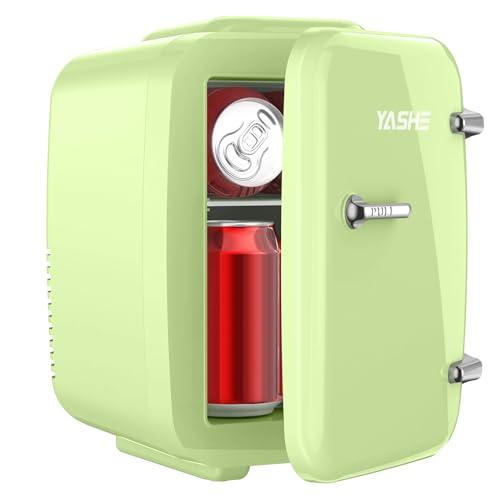 YASHE Mini frigo da camera, 4L frigorifero piccolo per la cura della pelle, 220V CA/12V CC, termoelettrico e scaldino per bevande, ufficio, dormitorio, auto, Verde