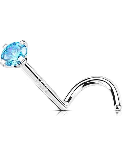 OUFER 20G Oro bianco Piercing Naso Argento 925 Anello Naso 7mm Nose Ring CZ Viola/Blu/Nero Nose Pin Piercing Nasale S Nose Piercing Piercing Naso Donna Piercing Naso Nostril