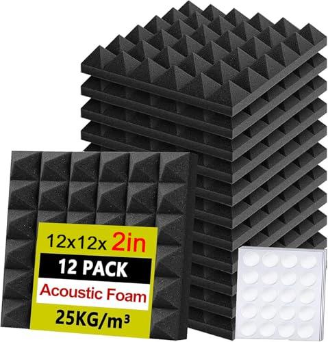 Foneso Pannelli Fonoassorbenti, 30x30x5 cm (Densità:25kg/m³) Schiuma Acustica, Parete Fonoassorbente 3D ad alta Densità, Materiali Fono isolanti per sale di registrazione e uffici