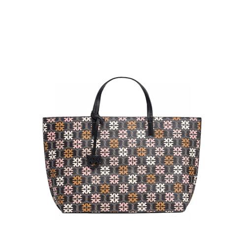 Pinko Shopping Grande Pelle Stampa Logo, Borsa Donna, ZM7Q_Nero/Marrone/Bianco.Antique Go, Taglia Unica