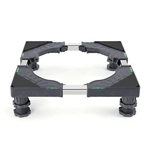 W B D WEIBIDA Carrello Lavatrice con 4 Piedini Imbottiti, Carico Pesante 200KG Base Lavatrice, Larghezza Regolabile 40-62cm, Altezza 10-12.5 cm Mobile per Asciugatrice, Frigoriferi, Grigio