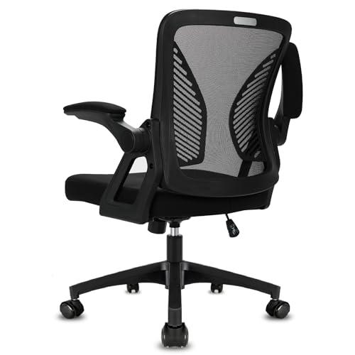Milacyee Sedia da Ufficio con Supporto Lombare, Sedia Ufficio Ergonomica con Braccioli Regolabili in Rete Traspirante, Altezza Regolabile e Schienale Inclinabile con 360°Ruote Girevoli, Nero