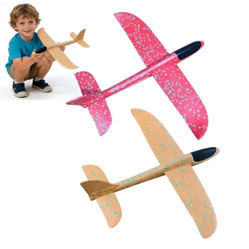 VBSJAH 2 Aerei in Schiuma da 34 cm, Aliante in Polistirolo, Rosso e giallo, Giocattolo da Esterno per Bambini, Regalo di Compleanno