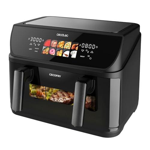 Cecotec Friggitrice ad Aria 10L - Air Fryer, Cecofry&Grill Duoheat 10000. 2800W, Doratura Perfetta e Sapore Griglia su Carni, 4 Resistenze, Parete Divisoria Mobile, Temperatura Duale, 10 Menu