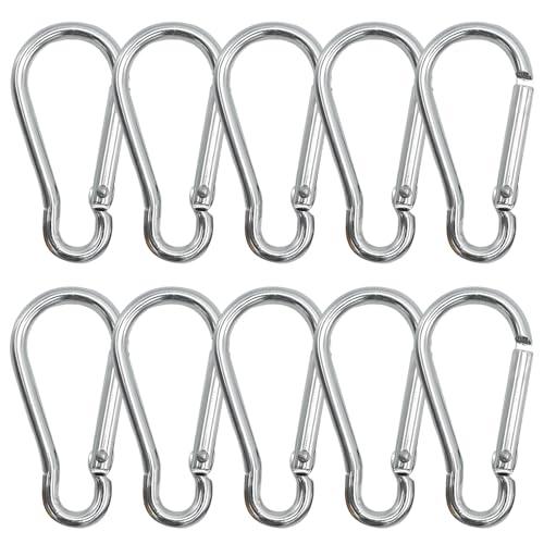 GeekerChip Set di 10 Moschettoni,Moschettone in Lega di Alluminio,76 * 6mm,Clip Gancio a Molla Fibbia Appesa,Portante sicuro 120 kg,per amache,campeggio,pesca,tende da sole