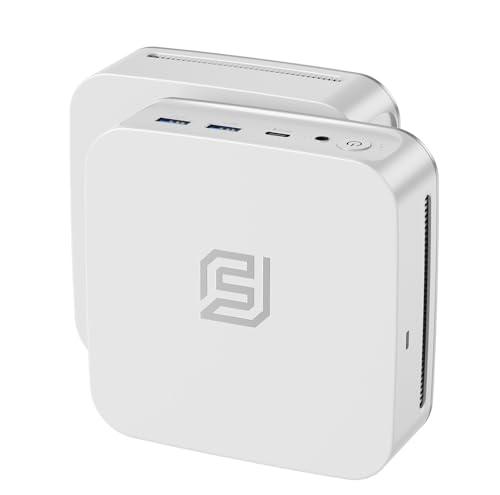 FUNYET Mini PC Laptop,Win 11 Pro Portatile, 16 GB de RAM DDR4, SSD de 512 GB, procesador N95 (hasta 3,4 GHz), HDMI+ DisplayPort/RJ45x2/WiFi/Bluetooth 5.0/USB 3.2, Compatible con Pantallas 4K, Blanco