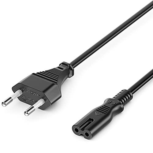 deleyCON 2m Cavo di Alimentazione Elettrico Spina Tipo C Europlug a Presa C7 Cavo Euro per Piccoli Elettrodomestici Euro 8 TV Blu-Ray Alimentatori - Nero