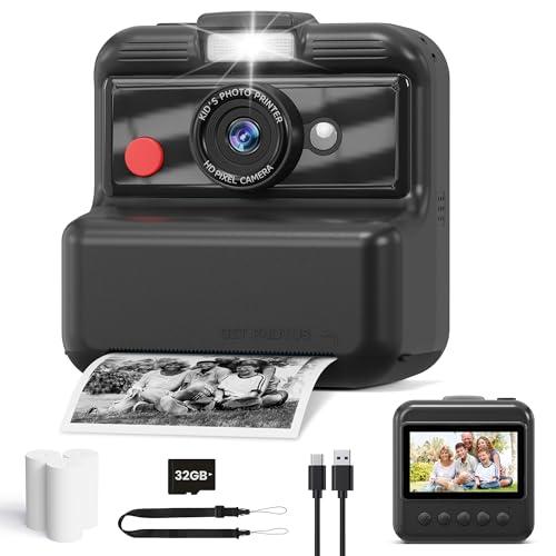 CAMCLID Macchina Fotografica Bambini Istantanea, 3,0 Pollici Fotocamera Bambini, 48MP/2,5 UHD Macchina Fotografica Istantanea con Scheda da 32 GB, Regali per Ragazze Ragazzi 3-12 Anni (Nero)