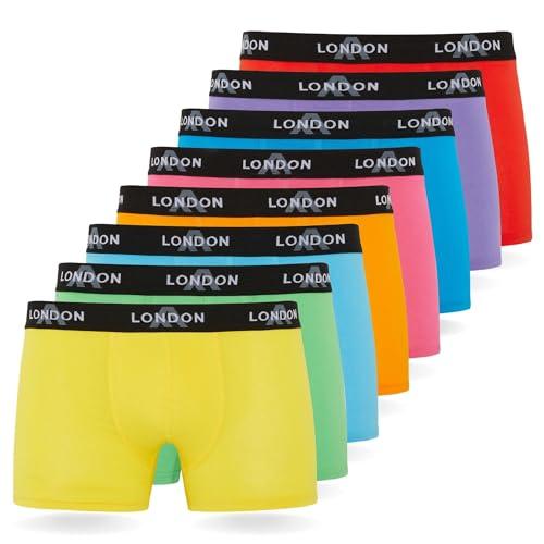 FM London Pacchetto da 4/8 Mutande Uomo, Boxer Uomo Cotone, Aderenti e Confortevoli per l'Uso Quotidiano, Colori fluo assortiti (8 pezzi), XL