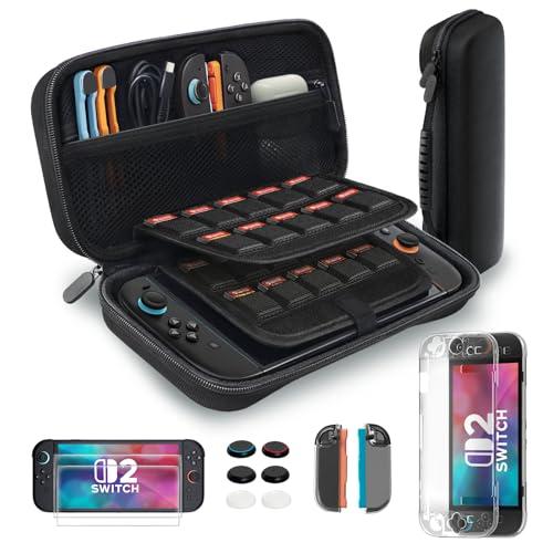 Tixlux Kit Accessori per Nintendo Switch 2 (2025) – Custodia da Viaggio, Pellicola Protettiva, Cover Trasparente, Copri-Levetta
