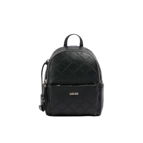 LIU JO Zaino comodo, pratico e capiente con doppia chiusura zip. Possiede due tasche interne di cui una con zip. Una tasca frontale con zip e spallacci regolabili 31X23X12 CM 22222 NERO