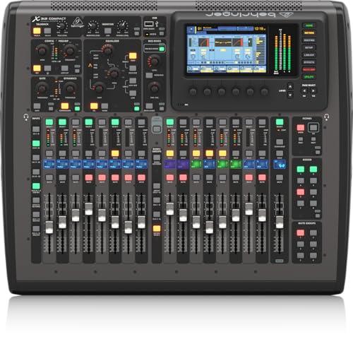 Behringer X32 COMPACT Console di missaggio digitale compatta a 40 ingressi e 25 bus con 16 preamplificatori, 17 fader motorizzati, interfaccia audio a 32 canali e telecomando per iPad/iPhone