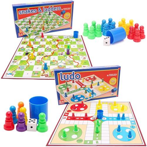 Pacchetto di giochi da tavolo Toyland® Classic Family Favourites - Snakes And Ladders e Ludo - Adatto dai 3 anni in su