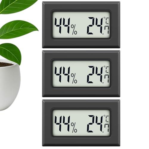 MAVORI® 3 pz. Mini termometro digitale & igrometro mini: Misuratore di umidità interna preciso & termometro piccolo per la misura della temperatura e dell'umidità (nero)
