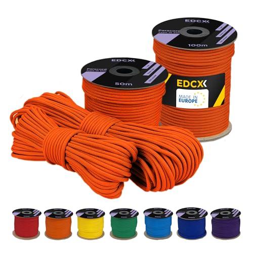 EdcX 4 mm Poliestere Paracord 550 (15, 30 e 50 m) – 4 mm Tipo III, Cavo per Paracadute Resistente allo Strappo per la Sopravvivenza in 100% Poliestere con 7 Fili | Colori a Tinta Unita