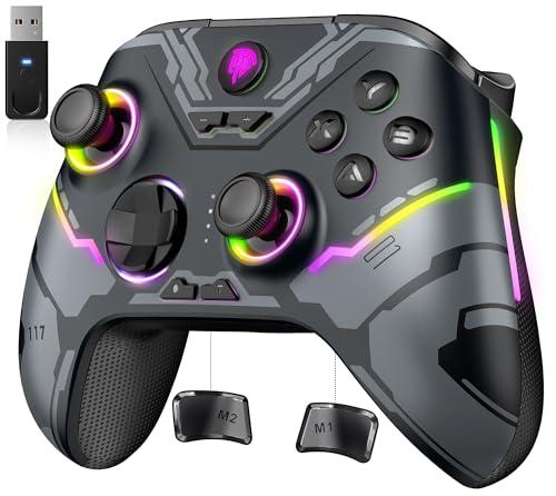 EasySMX X15 Wireless Controller per PC con 7 luci RGB, Controller PC Bluetooth con Joystick Hall, Trigger Hall, Pulsanti programmabili - Compatibile con PC/Switch/Telefono/Tablet