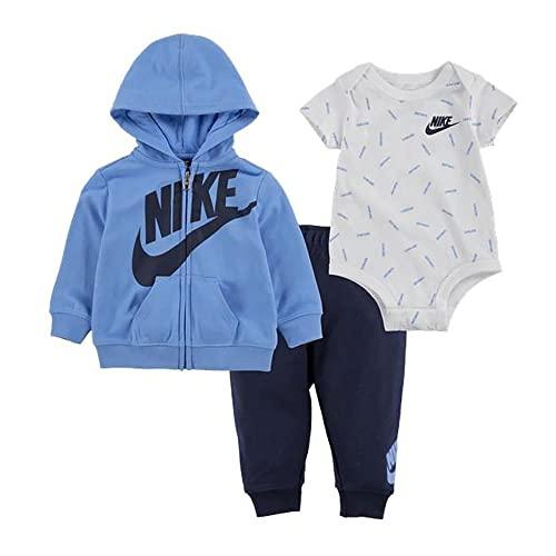 Nike -SET COMPOSTO DA FELPA PANTALONE E BODY -FELPA CON ZIP E CAPPUCCIO -BODY IN JERSEY A MANICA CORTA -PANTALONI CON ELASTICO IN VITA E POLSINI A COSTE -TAGLIO REGOLARE 3 mesi blu BLU/MULTICOLOR