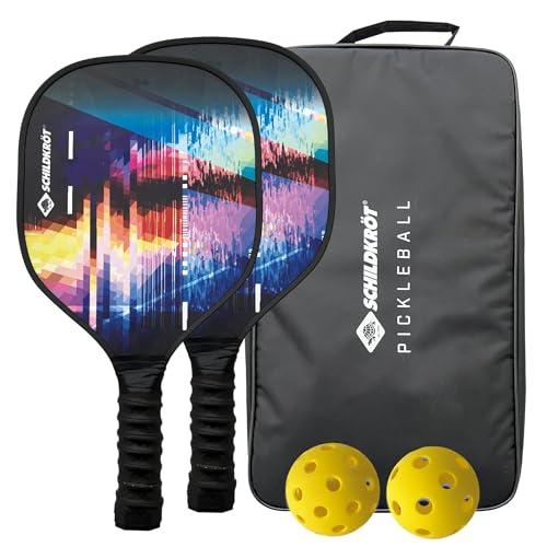 Schildkröt® Set Pickleball con 2 Racchette, 1 Pallina per Interni e 1 per Esterni, 1 Borsa per il Trasporto, per Giocatori Principianti ed Esperti