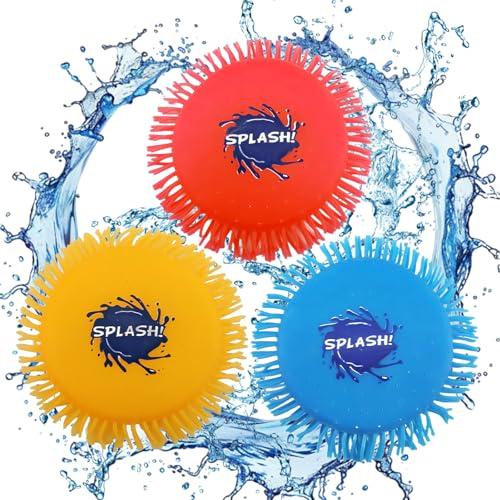 Bogoro Splash Disc 3 Pezzi Super Morbido Assorbente Acqua Frisbee Portatile Frisbee ad Acqua Riutilizzabile per Piscina All'Aperto Spiaggia Bambini Adulti Giocattoli Acquatici (Blu&Rosso&Giallo-Ø17cm)