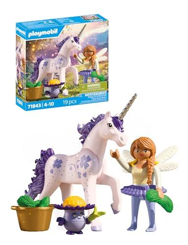 PLAYMOBIL Lucky Lavender Collectible Unicorn with Fairy Set da gioco con statuine, Unicorno lavanda fortunata da collezione con fata