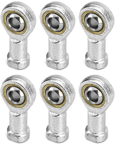 QWORK® 6 Pz 6mm Cuscinetto Estremità Stelo, M8 x 1.25 Rod End Bearing Filettatura Femmina Autolubrificante