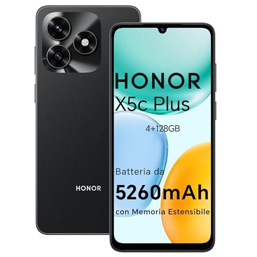HONOR X5c Plus Smartphone, 4GB+128GB telefono con Display 6,74 pollici 90 Hz, 5260 mAh, Fotocamera 50+14MP, Octa-core cellulare impronta digitale e riconoscimento facciale, Android 15, Midnight Black