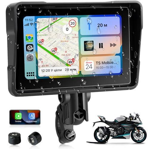 Jansite Schermo Carplay Moto Android Auto con TPMS Sistema, 5 Pollici Navigatore Moto,Bluetooth,Impermeabile IP67,Siri/GoOgle Assistant