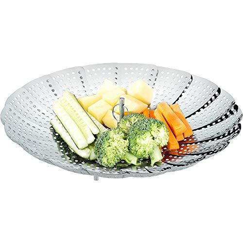 ecooe Inserto per Cottura a Vapore Regolabile in Acciaio Inossidabile (15,5 cm-27 cm) Inserto per Cottura a Vapore per pentole