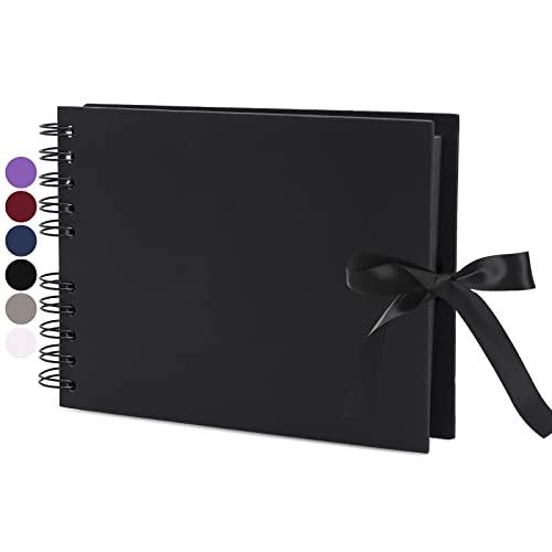 Vienrose Album Fotografico Fai da Te Spirale Scrapbooking Albums 40 Pagine Nero con Spirale 24x17 cm Regali per Nozze Battesimi Ricordi di Famiglia Regalo Compleanno Natale San Valentino, Nero