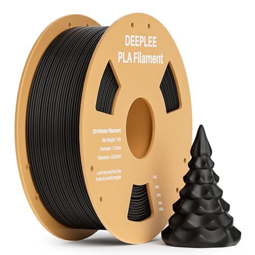 DEEPLEE Filamento PLA 1.75mm, Precisione Dimensionale +/- 0,02 mm, Ferito Ordinatamente,Nessun Intasamento, per la Maggior parte delle Stampanti 3D FDM, 1KG Nero