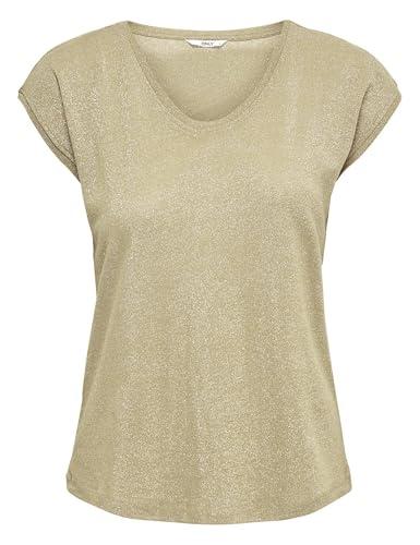 Only Onlsilvery S/S V Neck Lurex Top Jrs Noos, Maglietta Donna, Oro (Gold Colour Gold Colour), XS