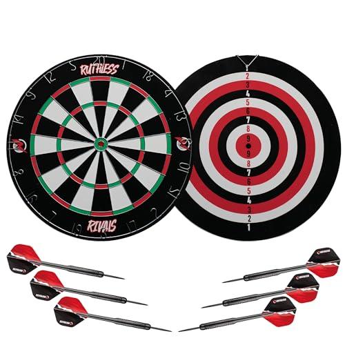 Ruthless Rivals Family Dart Board Game | Set di bersagli double face con 2 set di freccette (DB074)