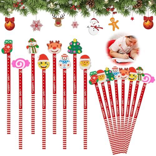 32 Pcs Matite Natalizie, Matite Natale Bambini, Matite di Natale con Gomme Natalizie(Stile Casuale), Cancelleria Natalizia, Natale Regalini Bambini, Gadget Natale Bambini Regalini Natalizi Economici