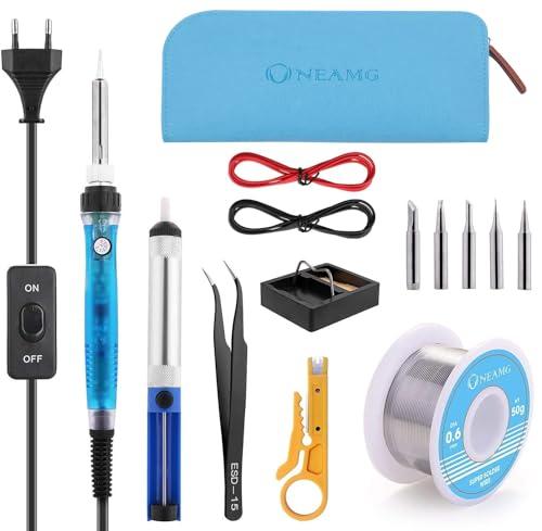 Saldatore Kit 60W 220V Kit di Saldatura a Stagno Professionale con Valigetta per Trasporto Per Vari usi e Riparazioni Kit saldatrici Fai da Te Bigiotteria Argento