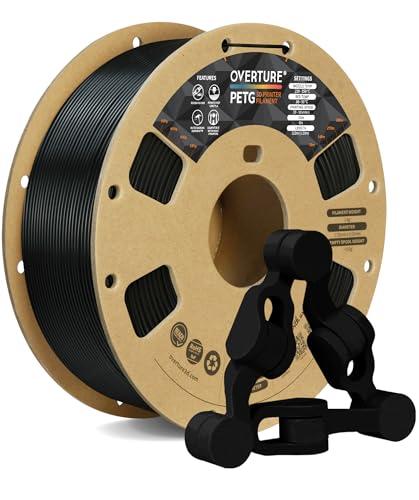 OVERTURE Filamento PETG 1.75mm, 1kg Bobina(2.2lbs), Neatly Wound Durevole PETG Filament per Stampante 3D, Precisione Dimensionale +/- 0.02 mm, 3D Printer Filamento (Nero)
