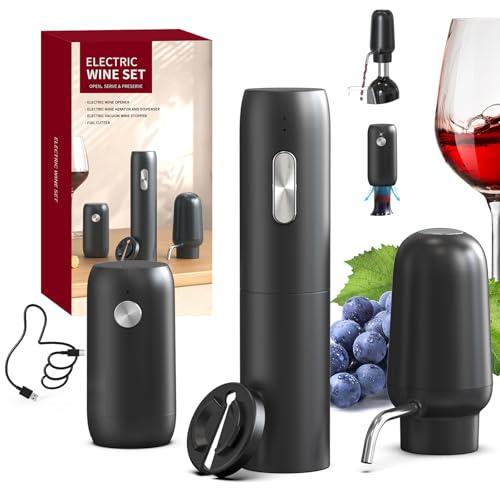 CIRCLE JOY Aeratore per Vino Elettrico Versatore Ricaricabile 3-in-1 Vino Decanter Dispenser Preserver Pinguino Forma Regali per Gli Amanti del Vino, Rosso
