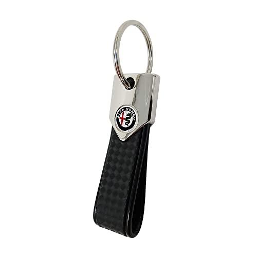 4R Quattroerre.it Portachiavi Elite Alfisti, Carbon Argento Olografico con Logo Alfa