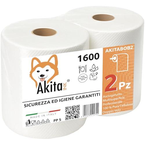 2 Rotoli Carta Asciugatutto 1600 strappi 2 Kg Lunga Durata Extra Resistente Bobina 2 veli pura cellulosa Microgoffratura Rotoloni per uso alimentare casalingo industriale