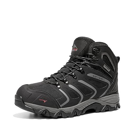NORTIV 8 Stivali da Trekking da Uomo Escursionismo All'aria Aperta Scarpe da Trekking Scarponi Scarpe da Arrampicata Alpinismo,Size 42,Nero/Scuro/Grigio,160448_M-E