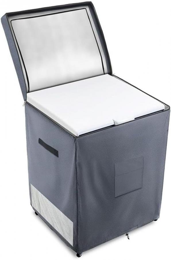 StarRing Copertura per frigorifero da esterno Oxford 210D, con cordino elastico e fibbie regolabili per proteggere congelatori verticali e frigoriferi per bevande (grigio, 55,88 x 63,5 x 85,09 cm)