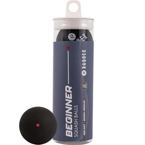 Raquex Palline da Squash (3 palline) – 4 Opzioni di Velocità: Elite Doppio Punto Giallo, Giallo Intermedio, Rosso per Principianti, Blu Novizio