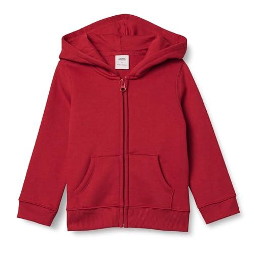 Amazon Essentials Felpe con Cappuccio Foderate in Pile con Cerniera Bambine e Ragazze, Rosso, 11-12 Anni