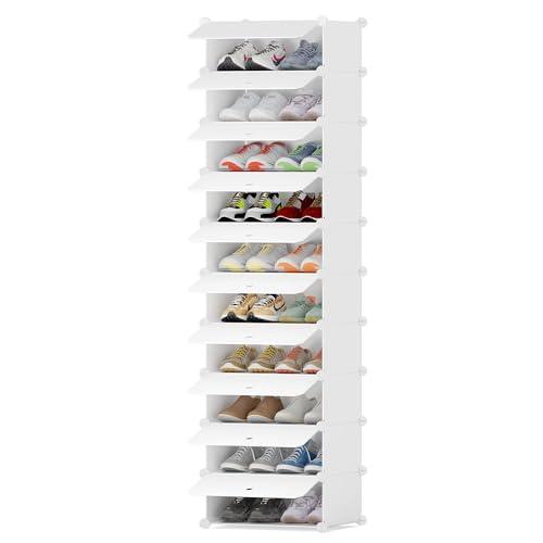 HOMIDEC Scarpiera, 10 Ripiani Scarpiera Archiviazione Tridimensionale, Può Contenere 20 Paia di Scarpe, Plastica Scarpiero di Scarpe per Ingresso, Camera da Letto e Corridoio, Bianco