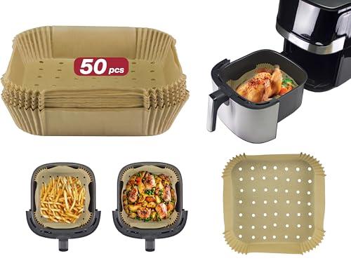 BEPER C103ACC003 Carta forno per friggitrice ad aria, Set da 50 pz, 20x20 cm, Carta da forno quadrata, Antiaderente e Biodegradabile