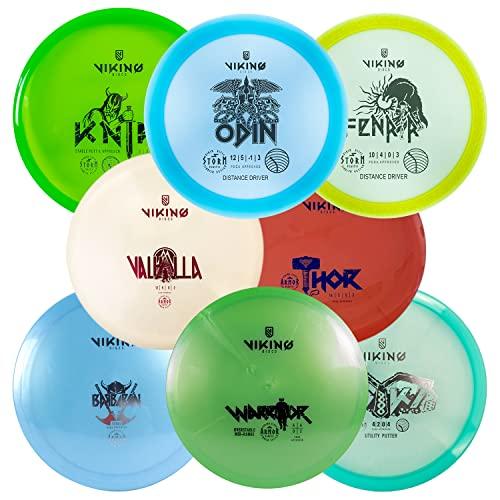 Viking Discs Tournament Disc Golf Set – 8 Dischi Frisbee per Ogni Distanza, Approvati PDGA – Funsport all'aperto per Adulti e Bambini – Putter, Mid-Range, Fairway Driver, Distance Driver