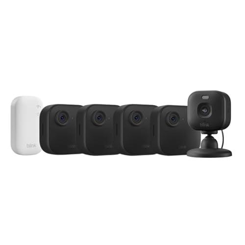 Videocamera Blink Outdoor 4 + Videocamera Mini 2K+ Blink (Nero), Modulo di sincronizzazione di base incluso