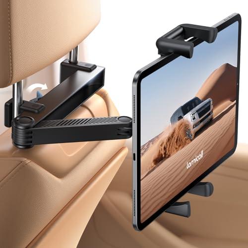 Lamicall Supporto Tablet Auto - [Pieghevole Clip Silicone Ampia] [Braccio Metallo] Pieghevole Porta Tablet Poggiatesta, 360° Rotazione, per iPad Pro, Air, Mini 6 5 4 3, Tab, Altro 6,1-13