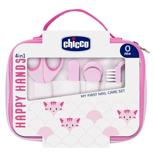Chicco Set Manicure Bambina, Con Forbicine, Limetta in Cartone, Tagliaunghie, Spazzolino per Unghie, Idea Regalo Bimba, Rosa, 0 Mesi+
